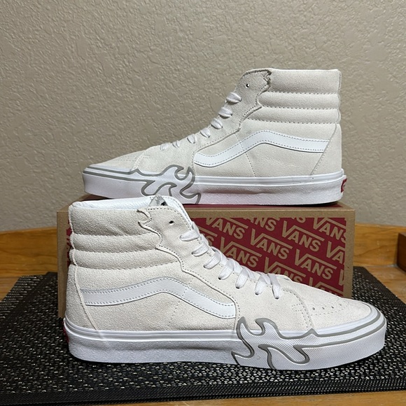 Vans Sk8 Hi Flame Flame suede off white white men’s size 10 - Picture 2 of 10